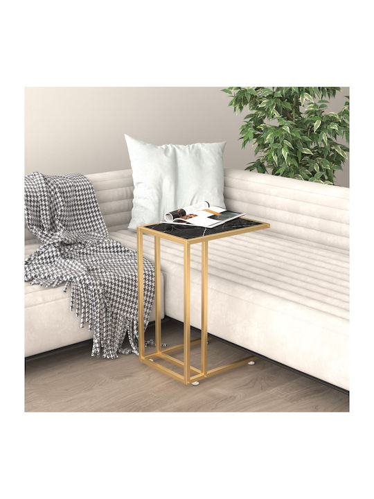Rectangular Glass Side Table Black 50x35x65 cm