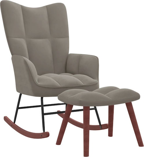 Schaukelstuhl mit Fußhocker Samt Light Grey 61x78x98cm