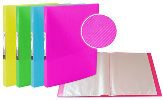 DataKing Clipboard Flexible with 30 plastic sleeves Slides for Paper A4 My Neon (Μiscellaneous colours) 1pcs
