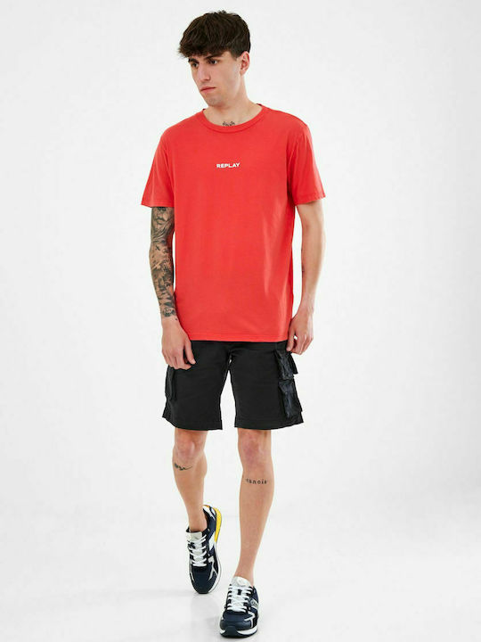 Replay T-shirt Bărbătesc cu Mânecă Scurtă Roșu
