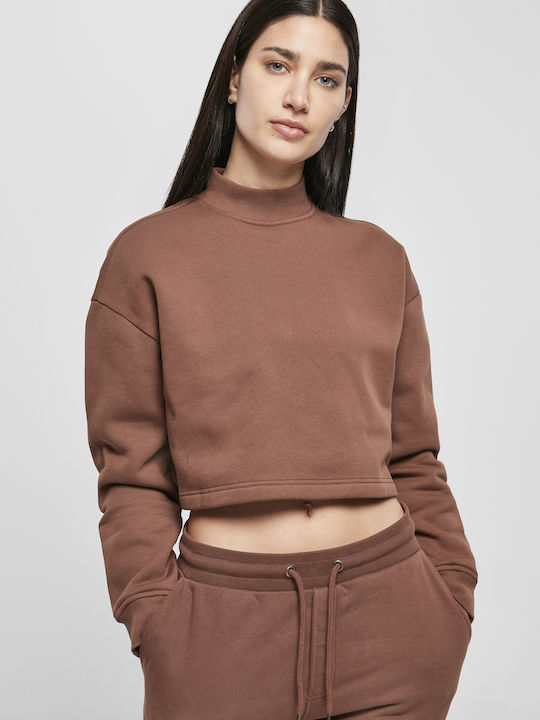 Urban Classics Cropped Women's Sweatshirt Brown