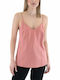 Women's Summer Blouse with Straps & V Neckline Pink