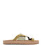 Olivia Paros Macrame Leather Women's Flat Sandals Anatomic in Yellow Color