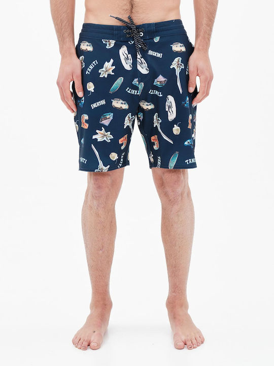 Men's Swimwear Bermuda Navy Blue with Patterns