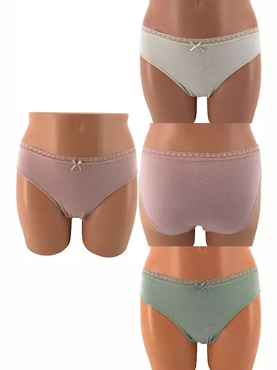 IDER Βαμβακερά Γυναικεία Slip 3Pack με Δαντέλα ...