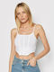 Only Damen Sommer Crop Top mit Trägern Weiß