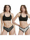 Bamboo Γυναικεία String 2Pack με Δαντέλα Black / White