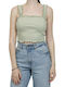 Vero Moda Damen Sommer Crop Top Baumwolle Ärmellos Mint