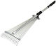 AMD103-048 Gartenrechen Rasenharke mit Stiel und verstellbarer Teleskopstiel 86-135cm