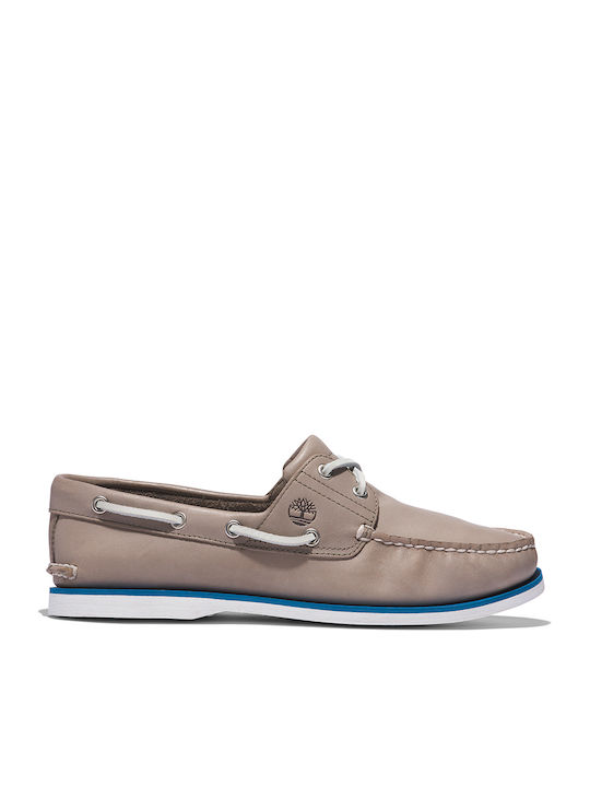 Classic Boat 2-Eye Men's Leather Boat Shoes Gray