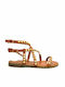 Envie Shoes Leather Women's Flat Sandals Camel