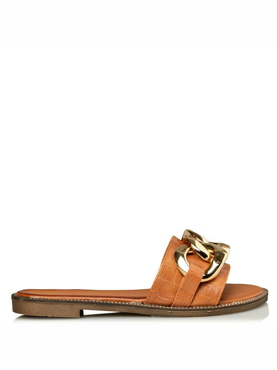 Envie Shoes Leather Women's Flat Sandals Camel