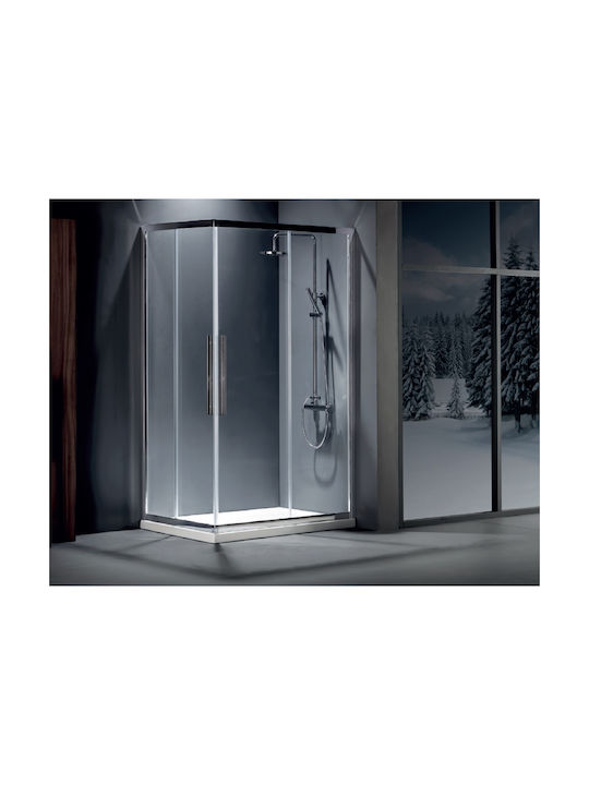 Devon Flow Corner Entry CF11090C-100 Cabin for Shower with Sliding Door 110x90x195cm Clean Glass Chrome