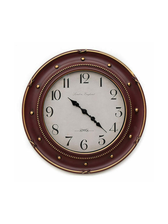 Klikareto Ρολόι Τοίχου Πλαστικό Χρυσό / Κόκκινο 60cm
