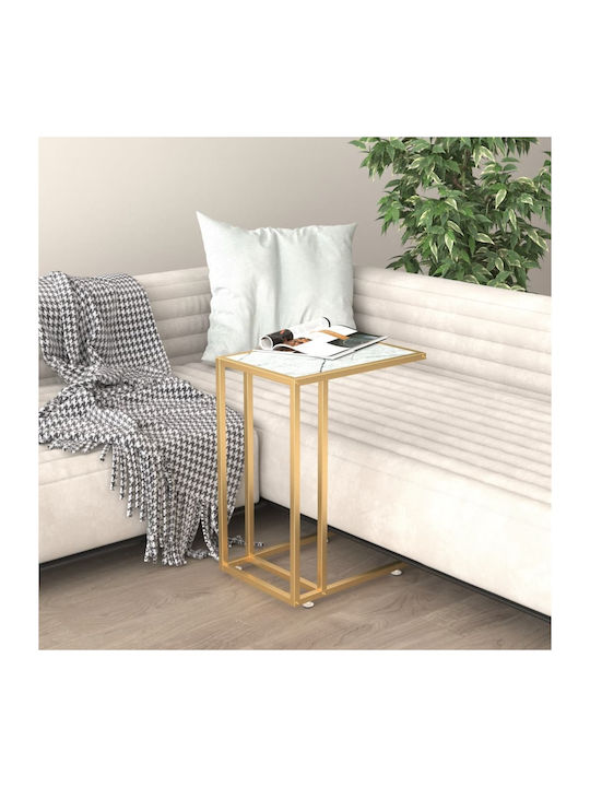 Rectangular Glass Side Table White M50xW35xH65cm