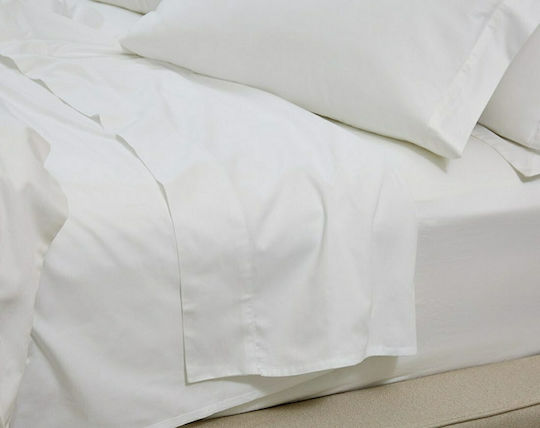 Blanc de Blanc MK Solid Hotel Sheet White Single 160x260cm Cotton & Polyester 1pcs