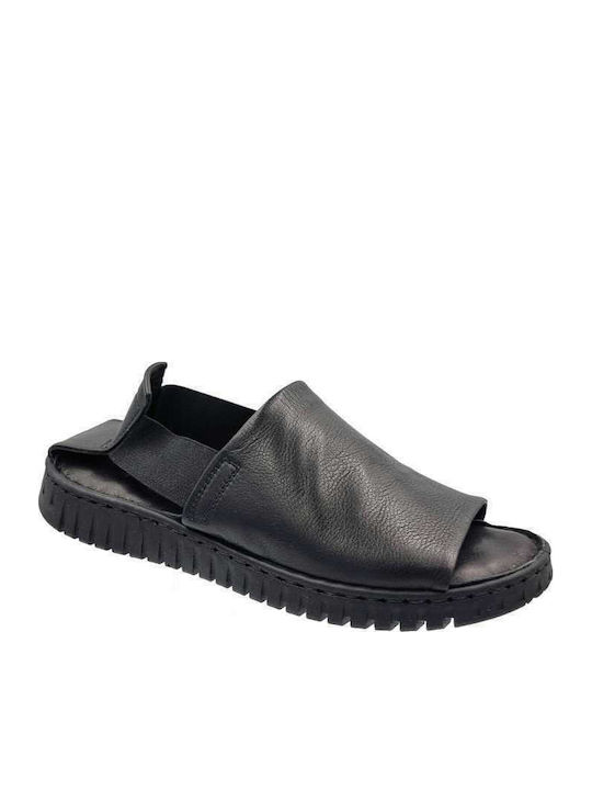 Act Sandale Casual Damă Din Piele Flatforme Negru
