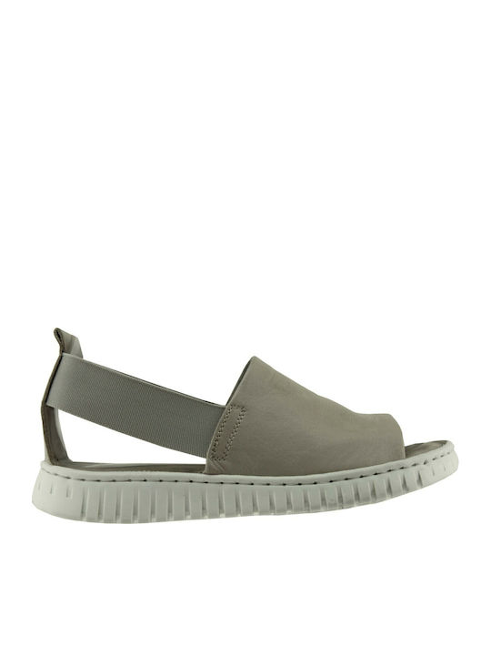 Sandale Casual Damă De Piele Flatforme Gri