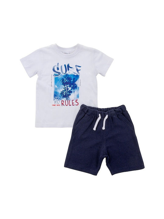 Funky Kids Set with Shorts Summer 2pcs White