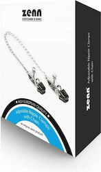 Zenn Adjustable Nipple Clamps with Chain Σφιγκτήρες Θηλών σε Ασημί Χρώμα