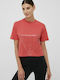 Guess Damen Sommer Crop Top Baumwolle Kurzarm Dark Coral