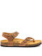 Plakton Leather Women's Flat Sandals Anatomic In Tabac Brown Colour