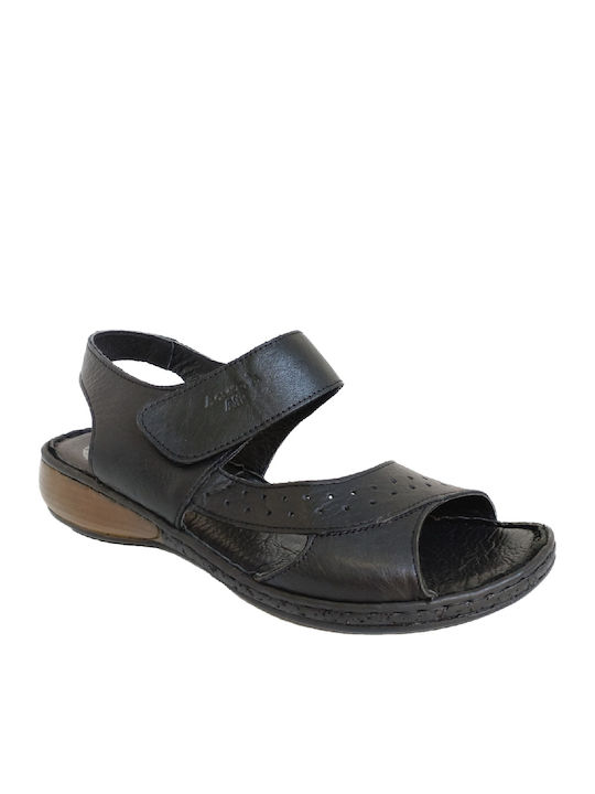 Leather Women's Flat Sandals Anatomic in Black Color