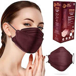 Poli MeyMed 3D Extra Comfort Fish Style Disposable Protective Mask FFP2 NR BFE ≥%95 Burgundy 12pcs