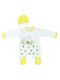 Baby overalls with polka dot animals white-yellow for girls (6-12 months)