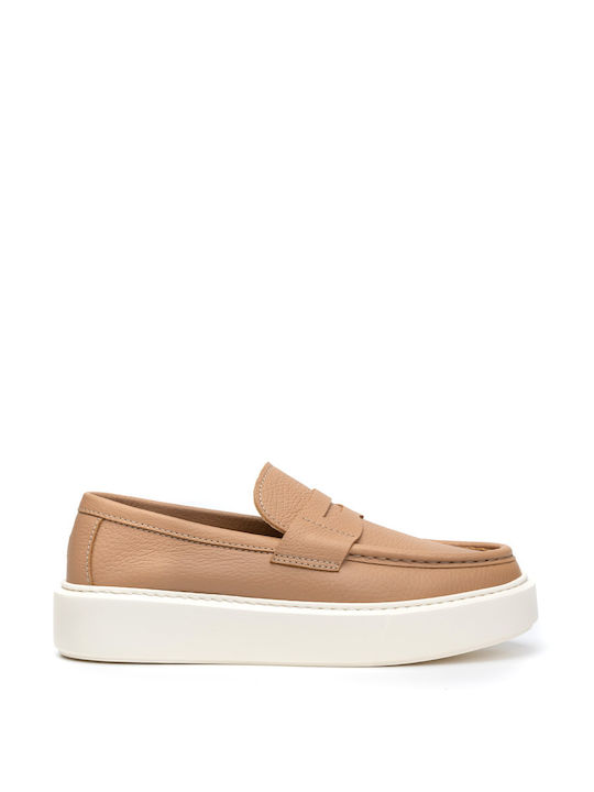 HENDERSON HANDRAILED LEATHER MOCASINS - Camel PADDY/CAMMELLO