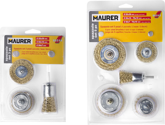 Maurer 86515 Drahtbürste für Bohrmaschine 6mm Set von 5Stück