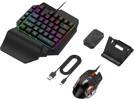 JG833 Gaming Keypad with Membrane Switches and RGB Lighting & Mouse English US