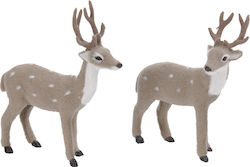 JK Home Decoration Christmas Plush Deer Figure Beige 26cm 2pcs