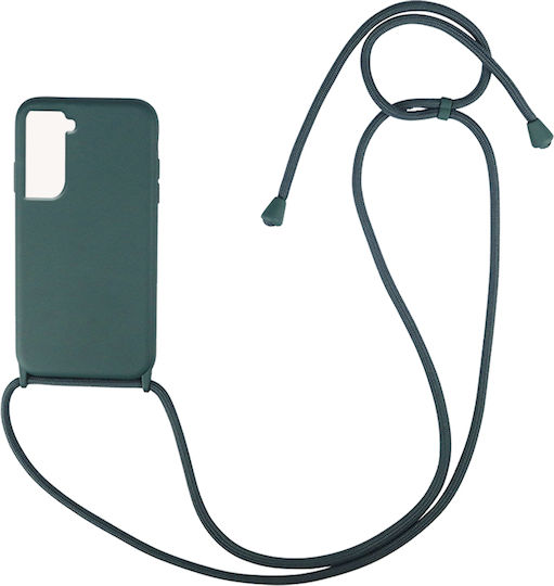 Sonique Carryhang Umschlag Rückseite Silikon 0.5mm mit Band Dark Green (Galaxy S21 FE 5G)