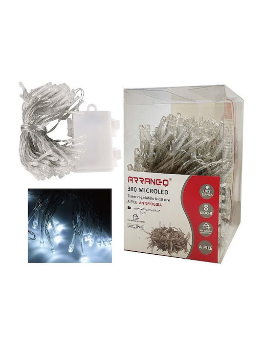 300 Lights LED 30m. Cold White Battery in Strin...