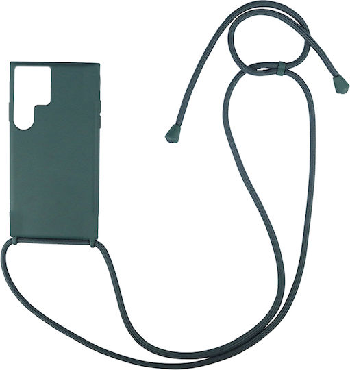 Sonique Carryhang Back Cover Silicone 0.5mm with Strap Dark Green (Galaxy S22 Ultra)
