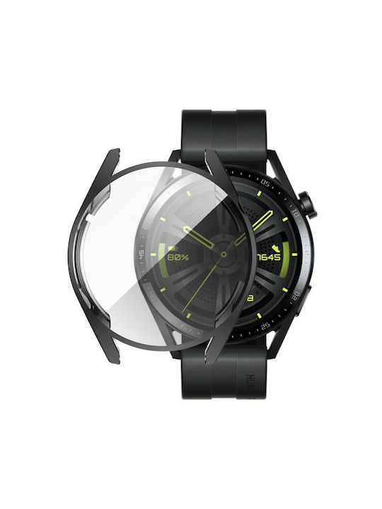 Silicone Case with Tempered Glass Black Colour for Huawei Watch GT 3 46mm