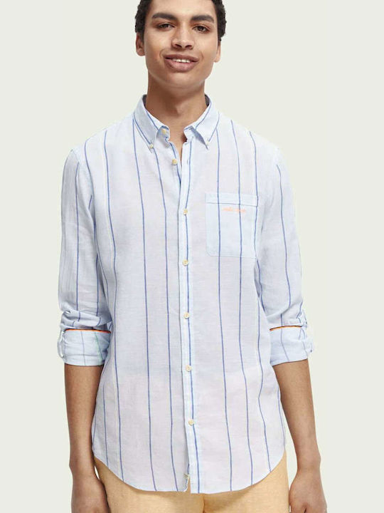 Scotch & Soda Long-sleeved Linen Shirt Striped ...
