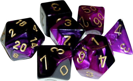 Chessex Call of Cthulhu Gemini Polyhedral Dice Black-Purple/Gold 7τμχ