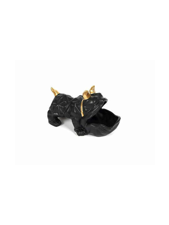 Decorative Dog made of Ceramic Bulldog with Bowl in Black 30x14.5x16.5cm 1pcs