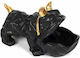 Decorative Dog made of Ceramic Bulldog with Bowl in Black 30x14.5x16.5cm 1pcs