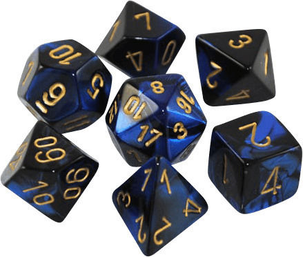 Chessex Call of Cthulhu Gemini Polyhedral Dice Black-Blue/Gold 7pcs 26435