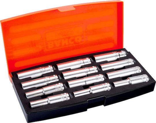 Bahco Nüsse Quadratisch Lange mit Vierkant-Antrieb 1/2" Set 12Stück