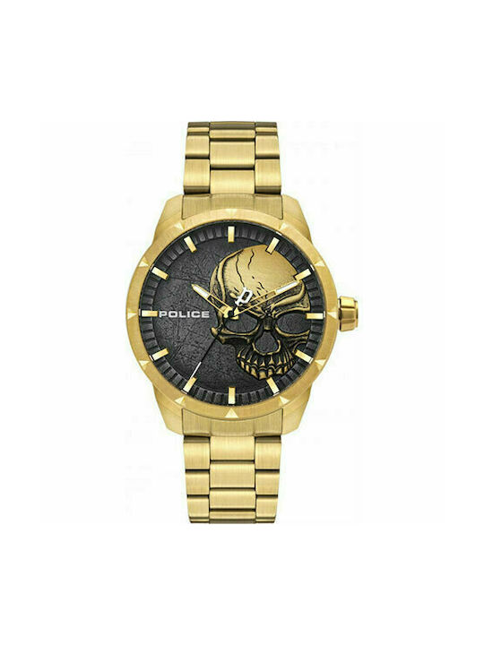Police Watch Battery with Gold Metal Bracelet