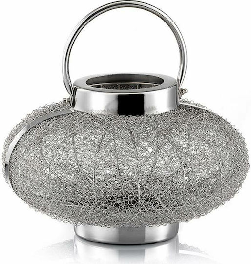 Palma Emporio Φαναράκι Μεταλλικό Επιτραπέζιο Ασημί 32x32x18εκ.