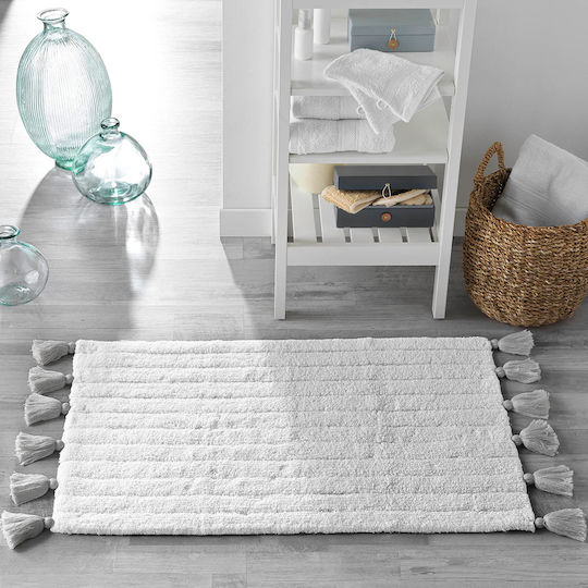 Douceur d'Intérieur Badematte Baumwolle Rechteckig Minatis 1801628 White / Grey 50x80cm
