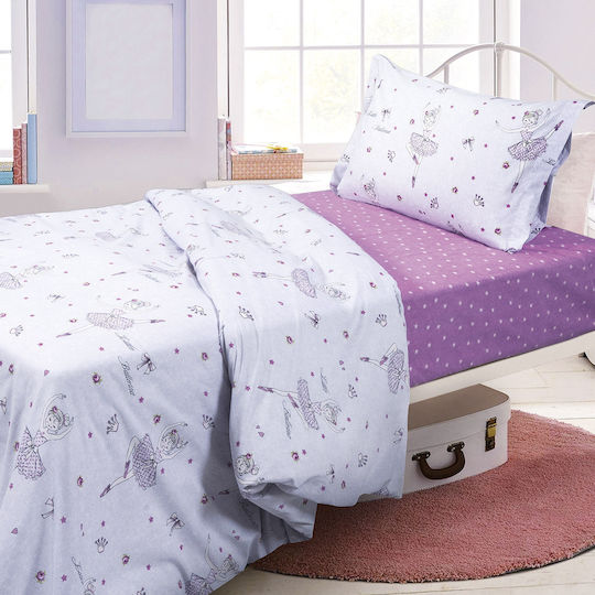 Beauty Home Σετ Σεντόνια Μονά από Βαμβάκι & Πολυεστέρα Μωβ 170x240cm