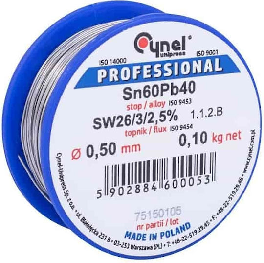 Cynel Sn60Pb40 Solder WIres 0.5mm 100gr