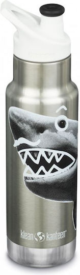 Klean Kanteen Mr. Shark Kids Water Bottle Thermos Unicorn Stainless Steel with Straw Non Spill Silver 350ml