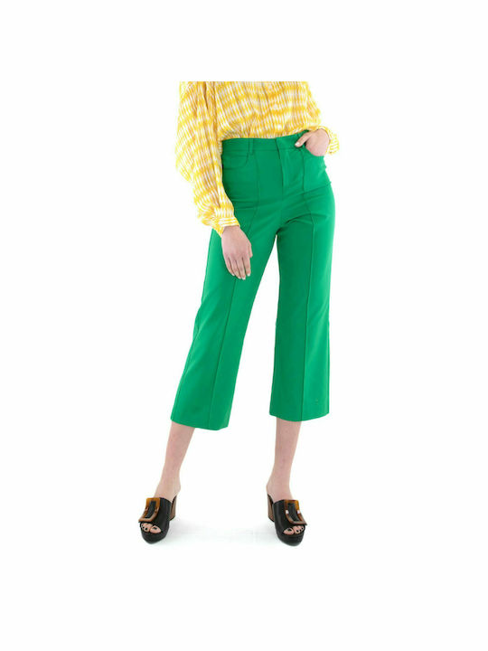 MY T Γυναικείο Ψηλόμεσο Υφασμάτινο Παντελόνι Πράσινο
